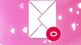 Animation of social media email icon and data processing over hearts on pink background. Global social media, computing and data processing concept digitally generated video. - Powered by Shutterstock - Get 15% off with code: PIKWIZARD15