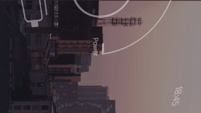 Animation of speedometer interface and data processing against aerial view of cityscape. Computer interface and automobile engineering technology concept - Powered by Shutterstock - Get 15% off with code: PIKWIZARD15