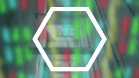 Animation of hexagon spinning and financial data processing over empty industrial interiors. global business, finance and data processing concept digitally generated video. - Powered by Shutterstock - Get 15% off with code: PIKWIZARD15
