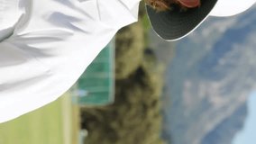 Animation of digital data processing over caucasian cricket umpire on field. Global sports, social media, connections, computing and data processing concept digitally generated video. - Powered by Shutterstock - Get 15% off with code: PIKWIZARD15