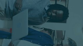 Animation of financial data processing over diverse business people in office. Global finance, business, connections, computing and data processing concept digitally generated video. - Powered by Shutterstock - Get 15% off with code: PIKWIZARD15