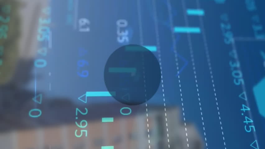 Animation of financial data processing and network of connections over cityscape. Global business, finances and digital interface concept digitally generated video. - Powered by Shutterstock - Get 15% off with code: PIKWIZARD15