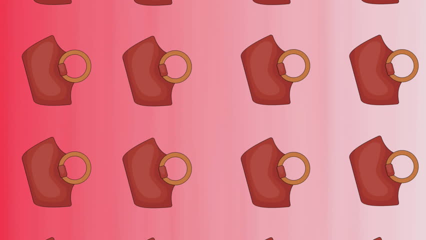 Animation of red bag repeated on red backgroud. fashion and accessories background pattern concept digital animation.