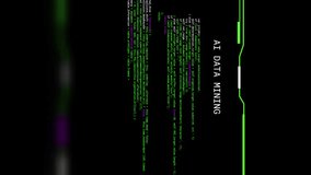 Animation of interface with ai data mining text, processing on black background. Connection, data, processing, business, ai, digital interface and communication, digitally generated video. - Powered by Shutterstock - Get 15% off with code: PIKWIZARD15