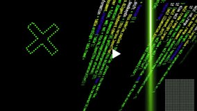 Animation of rotating shapes and green scanner beams over data processing on black background. Connection, data, processing, digital interface and communication, digitally generated video. - Powered by Shutterstock - Get 15% off with code: PIKWIZARD15