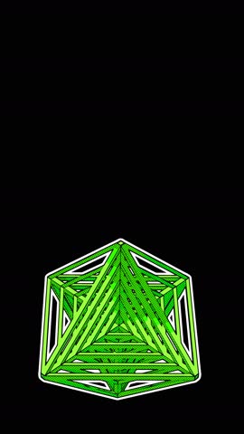 Seamless vertical video animation of a geometric piece in halftone cartoon style with stroke isolated with copyspace