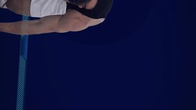 Animation of strong muscular male runner with scope scanning and data processing. global sport, competition, technology, data processing and digital interface concept digitally generated video. - Powered by Shutterstock - Get 15% off with code: PIKWIZARD15