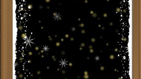 Animation of open window with snowflakes and christmas and new year fireworks exploding in night sky. christmas, new year, celebration, party and tradition concept digitally generated video. - Powered by Shutterstock - Get 15% off with code: PIKWIZARD15