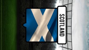 Animation of confetti and flag of scotland over rugby balls falling at stadium. sport and social media concept digitally generated video. - Powered by Shutterstock - Get 15% off with code: PIKWIZARD15