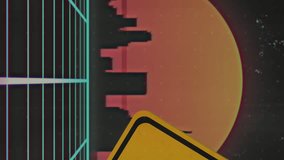 Animation of financial data processing and road sign over cityscape. global finance, business and digital interface concept digitally generated video. - Powered by Shutterstock - Get 15% off with code: PIKWIZARD15