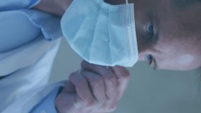 Animation of chemical structures and data processing over caucasian male doctor with face mask. Global covid 19 pandemic, medicine, data processing and science concept digitally generated video. - Powered by Shutterstock - Get 15% off with code: PIKWIZARD15