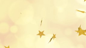 Animation of golden stars falling on yellow background with dots. New year, party and celebration concept digitally generated video. - Powered by Shutterstock - Get 15% off with code: PIKWIZARD15