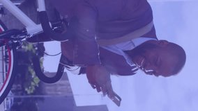 Animation of data processing and world map over african american businessman using smartphone. Global business, computing and digital interface concept digitally generated video. - Powered by Shutterstock - Get 15% off with code: PIKWIZARD15