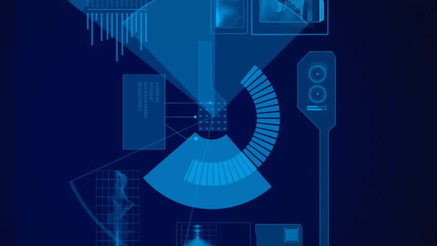 Animation of clock, scopes scanning and data processing over screens on dark background. Global computing, connections, communication and data processing concept digitally generated video. - Powered by Shutterstock - Get 15% off with code: PIKWIZARD15