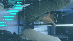 Animation of financial data processing over diverse business people discussing work at office. Global business, finances and digital interface concept digitally generated video. - Powered by Shutterstock - Get 15% off with code: PIKWIZARD15