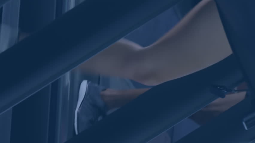 Animation of data processing over people on treadmill, exercising in gym. Global sports, fitness, computing and data processing concept digitally generated video. - Powered by Shutterstock - Get 15% off with code: PIKWIZARD15