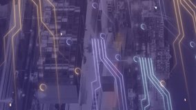 Animation of data processing, cityscape and connections. Global networks, computing, digital interface and data processing concept digitally generated video. - Powered by Shutterstock - Get 15% off with code: PIKWIZARD15