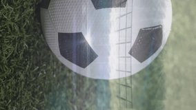 Animation of sports stadium and light spots over football. Global sport and digital interface concept digitally generated video. - Powered by Shutterstock - Get 15% off with code: PIKWIZARD15