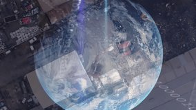 Animation of financial data processing statistic recording over globe and urban industrial site. Global finance business economy concept digitally generated image. - Powered by Shutterstock - Get 15% off with code: PIKWIZARD15