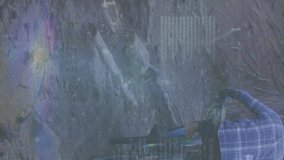 Animation of handwritten mathematical equations recording over man cycling in forest in the background. Technology digital data processing measuring concept digital composite. - Powered by Shutterstock - Get 15% off with code: PIKWIZARD15