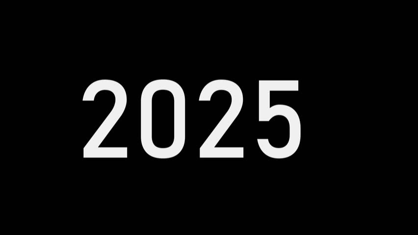 animation of years counter spinning from 1925 to 2025, smooth transition, white numbers on black background, retro to modern timeline effect, useful for history, decades or time progression concepts