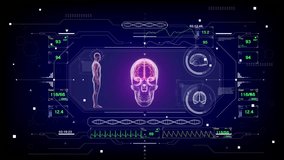 3D human body and brain scan with HUD interface, X-ray anatomy and hologram technology. Futuristic medical diagnostics concept, showcasing digital health and advanced biomedical innovation. - Powered by Shutterstock - Get 15% off with code: PIKWIZARD15