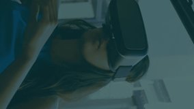 Animation of falling hearts over caucasian woman using vr headset. Global connections, data processing and digital interface concept digitally generated video. - Powered by Shutterstock - Get 15% off with code: PIKWIZARD15