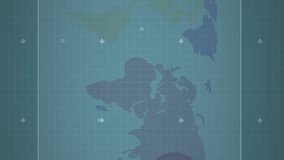 Animation of changing numbers and microprocessor connections over world map against blue background. Global networking and business technology concept - Powered by Shutterstock - Get 15% off with code: PIKWIZARD15