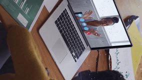 Animation of 6g and globe over african american woman having video call on laptop. Business, online working, communication and technology concept digitally generated video. - Powered by Shutterstock - Get 15% off with code: PIKWIZARD15