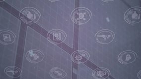 Animation of data processing over media icons. Global business and digital interface concept digitally generated video. - Powered by Shutterstock - Get 15% off with code: PIKWIZARD15