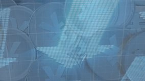Animation of financial data processing over arrows and coins with yen symbol. Global business, finances and digital interface concept digitally generated video. - Powered by Shutterstock - Get 15% off with code: PIKWIZARD15