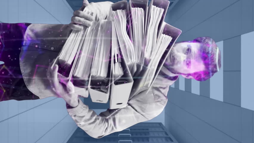 Animation of network of connections with caucasian man and data processing over server room. Global connections, computing and digital interface concept digitally generated video. - Powered by Shutterstock - Get 15% off with code: PIKWIZARD15