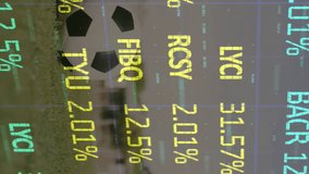 Animation of financial data processing over caucasian football player. Global sports, business, finances, computing and data processing concept digitally generated video. - Powered by Shutterstock - Get 15% off with code: PIKWIZARD15