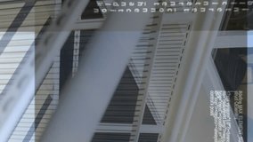 Animation of data processing over caucasian businesswoman walking up stairs. Global business, finances, computing and data processing concept digitally generated video. - Powered by Shutterstock - Get 15% off with code: PIKWIZARD15