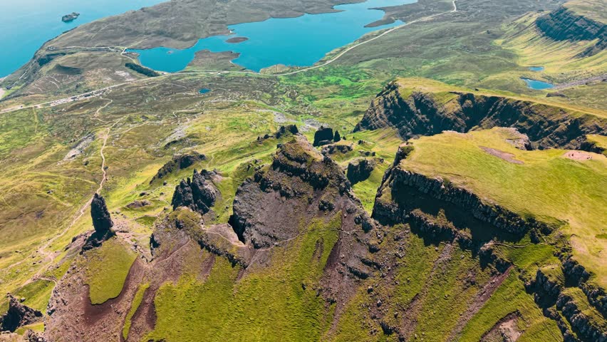 Expansive landscapes showcase rugged cliffs, lush greenery, and serene waters in Scotland