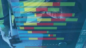 Animation of data processing, african american female it technician and laptop by computer servers. Global business, finances, computing and data processing concept digitally generated video. - Powered by Shutterstock - Get 15% off with code: PIKWIZARD15