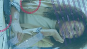 Animation of data processing over african american businesswoman working in office. Global business, computing, digital interface and data processing concept digitally generated video. - Powered by Shutterstock - Get 15% off with code: PIKWIZARD15