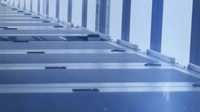 Animation of circular scanner with network security padlock icon over server room. Data, security, digital interface, connection, processing and communication, digitally generated video. - Powered by Shutterstock - Get 15% off with code: PIKWIZARD15