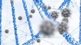 Animation of virus cells and dna strand over white background. Global science, technology and digital interface concept digitally generated video. - Powered by Shutterstock - Get 15% off with code: PIKWIZARD15