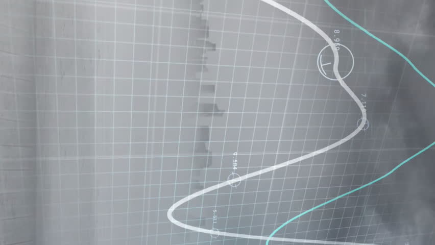 Animation of glowing graph processing data over cityscape and cloudy grey sky. Connection, data, business, network, digital interface and communication, digitally generated video. - Powered by Shutterstock - Get 15% off with code: PIKWIZARD15