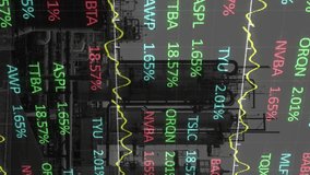 Animation of crane at construction site, financial data processing and statistics. global development, business, digital interface and data processing concept digitally generated video. - Powered by Shutterstock - Get 15% off with code: PIKWIZARD15