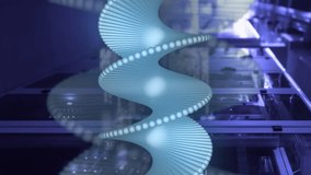 Animation of dna strand and data processing over server room. Global science and digital interface concept digitally generated video. - Powered by Shutterstock - Get 15% off with code: PIKWIZARD15