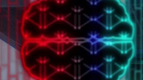 Animation of human brain, connections and data processing over circuit board and servers. Global digital interface, cloud computing and data processing concept digitally generated video. - Powered by Shutterstock - Get 15% off with code: PIKWIZARD15