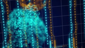 Animation of mesh, data processing over computer circuit board. Global online security, data processing, digital interface and connections concept digitally generated video. - Powered by Shutterstock - Get 15% off with code: PIKWIZARD15