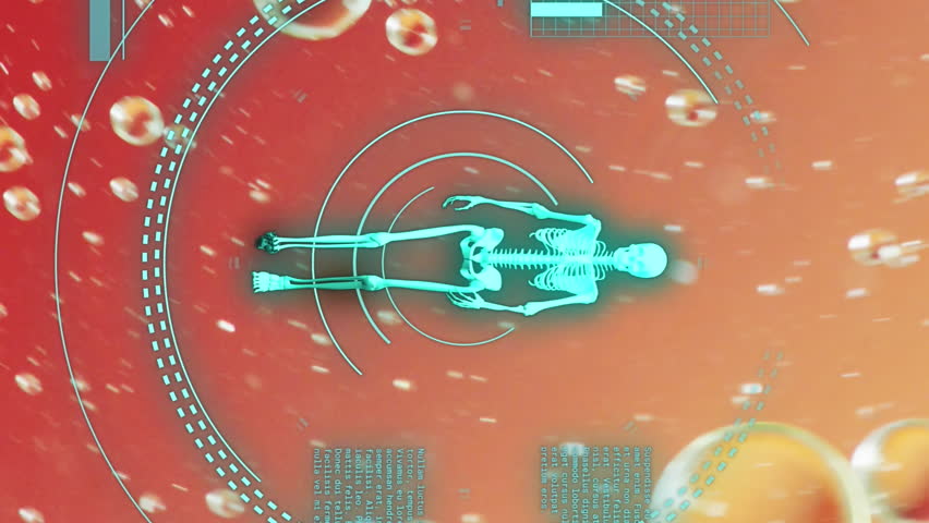 Animation of data processing with human skeleton over bubbles on red background. Science, medicine and digital interface concept digitally generated video. - Powered by Shutterstock - Get 15% off with code: PIKWIZARD15