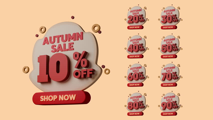 3D offer sale badges for autumn season
