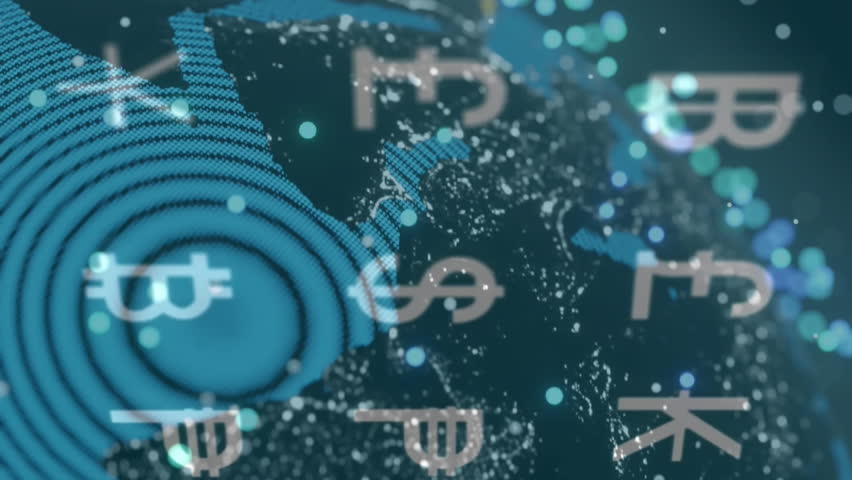 Animation of currency financial data processing over globe. Global business connections, computing and data processing concept digitally generated video. - Powered by Shutterstock - Get 15% off with code: PIKWIZARD15