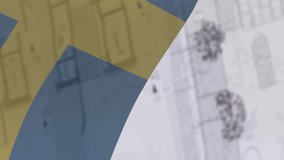 Animation of silver house key over flag of sweden and architecture drawing. Home, ownership and property buying concept digitally generated video. - Powered by Shutterstock - Get 15% off with code: PIKWIZARD15