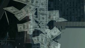 Animating currency symbols and banknotes over cityscape background. Finance, banking, animation, economics, digital, business - Powered by Shutterstock - Get 15% off with code: PIKWIZARD15