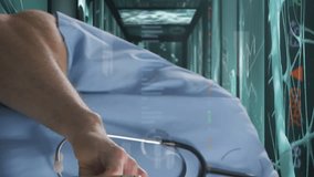 Animation of medical data processing over male doctor using digital tablet. digital interface global medicine connection and communication concept digitally generated image. - Powered by Shutterstock - Get 15% off with code: PIKWIZARD15